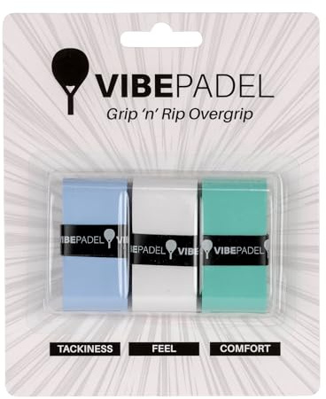 VIBEPADEL | Padel Grip for Tacky Feel | Grip 'n' Rip Padel Overgrip | Padel Racket Grip Tape | Padel, Pickleball, Squash and Badminton Racket Grip Tape | Padel Accessories and Padel Gifts | 3 Pack