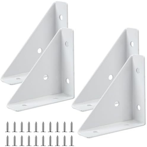 4 Stück Winkel Eckwinkel, Bett Ecke Unterstützung Klammer Dreieckige Klammer Fastener Connector Winkel Fixierung Verbindung Unterstützung für Schreibtisch Bett Rand (Weiß)