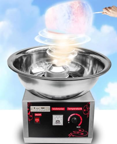 YANGYMM 1000 W MáQuina EléCtrica Comercial de AlgodóN de AzúCar, MáQuina EléCtrica para Hacer AlgodóN de AzúCar, con Recipiente de Acero Inoxidable para Celebraciones iestas CumpleañOs