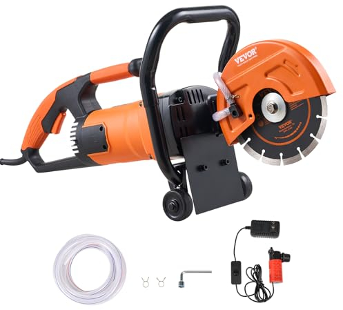 VEVOR Sierra Eléctrica para Hormigón 180mm 2000W Sierra Circular de Alta Potencia Profundidad de Corte de 63 mm Sierra de Disco Húmeda/Seca con Tubería de Agua Bomba de Agua Hoja para Piedra Ladrillo
