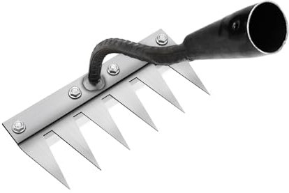 Rastrillo de jardín, Rastrillo de Acero al Carbono, Herramienta Multiusos de jardín para deshierbar/aflojar/sembrar/desbrozar/Patio y jardín (sin Palo), 6 Dientes