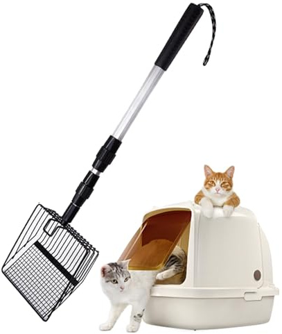 Kattströskoper, Scooper Scooper Long Handle, Stretch Pet Push, No Back Metal Sand för Hund Kyckling Husdjur