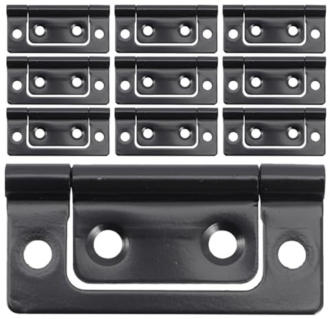 HOMSFOU Bisagras Negras Ocultas De Hierro Para Muebles y Gabinetes, Bisagras De Caja De Acero Reforzado Diseño Madre-hijo, 10 Piezas Para Puertas y Armarios, Uso Doméstico y Bricolaje