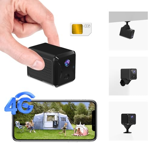Bextgoo 2K HD Telecamera con SIM 4G Senza Fili, 4G LTE Mini Telecamera Senza WiFi, Batteria 5200mAh, Portatile Mini Telecamera 4G, AI Rilevazione Moviment, Visione 160°, Visione Notturna