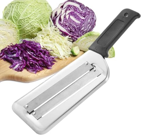 Krmoau Mandoline de cuisine, mandoline en acier inoxydable, appareil de coupe multifonction avec poignée ergonomique pour concombres, pommes de terre, carottes, oignons