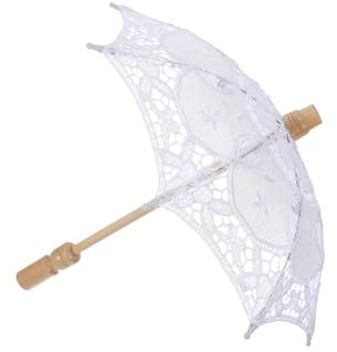 CEHJZQRPL Paraguas de Encaje Sombrilla de algodón con Encaje Decorativo, Estilo Vintage Blanco, Bordada, for Boda, Disfraz, Accesorio de fotografía(White)