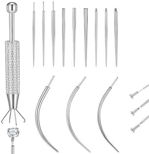 MACACHII 14G 16G 18G Kit Pince Piercing Aiguilles Taper Ball Grabber D'outils et Accessoires de Acier Inoxydable Percage Threader Insertion Tool Pour Oreille Nez LèVre Tragus Labret Rook Helix Nombril