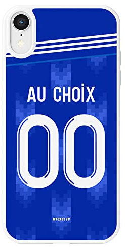 MYCASEFC Coque Football Personnalisable Strasbourg iPhone 13 Mini en Silicone. Housse de Foot pour Smartphone personnalisée et fabriquée en France en TPU