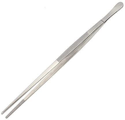 1/2Pcs Kitchen Tweezers Food Tweezers Tongs, Round Head/Straight Head Stainless Steel Grill Tweezers, 30cm Tweezers Tongs for BBQ Grilling Cooking Roasting and Serving
