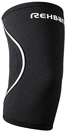 Rehband Ellenbogenbandage Sport & Alltag - 3mm SBR/Neopren Bandage Ellenbogen rutschfest, stabilisierende Armbandage Ellenbogen mit Kompression Damen & Herren, Farbe:Schwarz, Größe:M