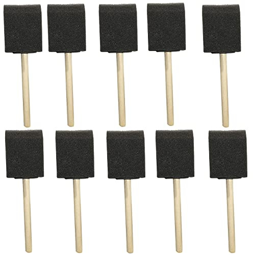 Pennello in Spugna,10 Pcs Spazzole in Schiuma Pennelli in Schiuma con Manici in Legno per Pittura Acrilica Pittura Decorativa Pittura Artigianato Pennelli in Schiuma