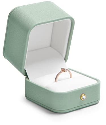 Oirlv PU Leder Matcha Grün Ringbox Verlobungs Ringschatulle Schmuck Geschenkschatulle für Hochzeit,Vorschlag,Valentinstag
