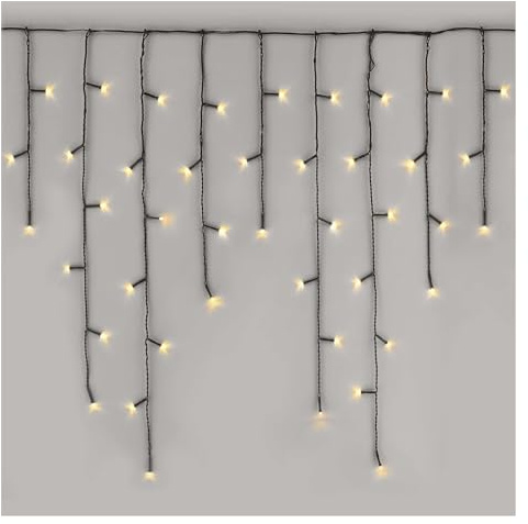EMOS LED-Eisregen Lichterkette, 3,6m Weihnachtslichterkette + 5m Zuleitung, 200 LEDs, 8 Lichtmodi, Netzteil, IP44 für Innen und Außen, Warmweiß