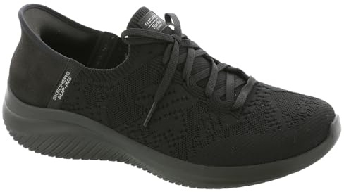 Skechers Women's Bobs Squad Chaos Current Muse Slip-On Sneakers, Black Textile Trim, 6 UK