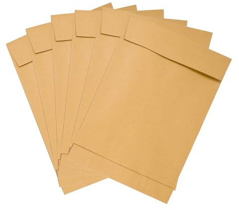 Emerson 50 braune Faltenversandtaschen E4 ohne Fenster 280× 400 mm 150g erweiterbare Versandtaschen mit Falten erweiterbar große Umschläge mit Stehboden braun für Bücher Broschüren Dokumente