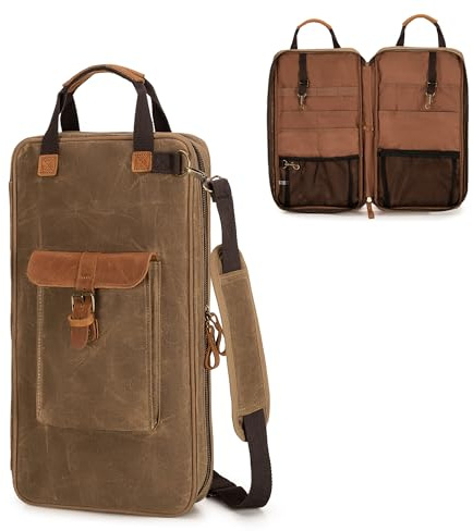 Damero Trommelstocktasche aus gewachstem Canvas, Mallet Aufbewahrungstasche mit Griff und abnehmbarem Schulterriemen, Stocktasche für Schlagzeuger, Anfänger Bands Drummer, Gigs