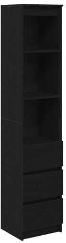 vidaXL Highboard Black Oak 37.5x35x180 cm Engineered Wood, cabinet, side cabinet, tall storage cabinet, storage cabinet, tall cabinet, tall cupboard