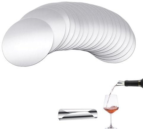 50 Piezas Discos Antigoteo Vino, Discos Aluminio Servir Vino Vertedor Reutilizables de PET de Grado Alimenticio, 7.5 cm para Botellas de Vino, Aceite y Jugos para Restaurantes, Bares y Eventos