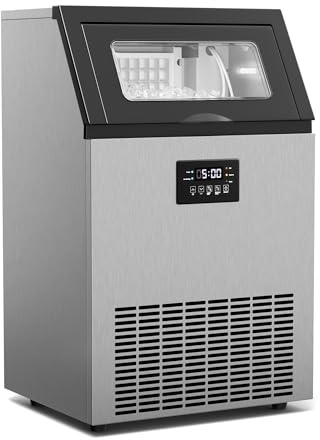 Klarstein Glacial Máquina De Hielo, 55 Kg/24 H, Capacidad De 15 Kg, Pantalla LED Multitáctil, Autolimpieza, Acero Inoxidable, Ventana De Visualización, Ideal Para Uso Comercial