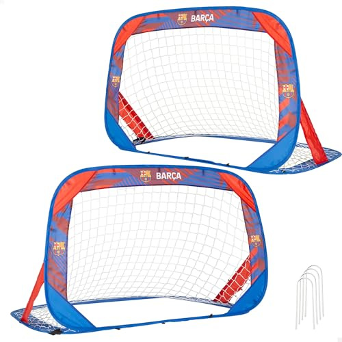 COLORBABY FC Barcelona Set 2 porterías fútbol Pop-up, 120 x 80 x 80 cm, Incluye Bolsa de Transporte, Estructura Plegable, Montaje rápido, Uso Exterior, Desde 3 años (77596)