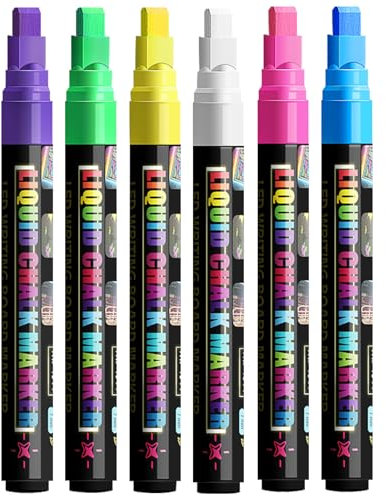 WOLMIK Kreidestifte für Glas Abwaschbar, Kreidestift für Fenster, 6 Farben Kreidemarker für Glas, Bunt Fensterstifte, Zeichnung, Künstler, Ostergeschenke