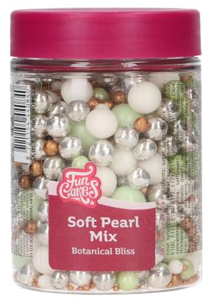 FunCakes Soft Pearls Mix Botanical Bliss: Perle di Zucchero Commestibili per Decorare Torte, Crostate e Cupcake, Ottimo Gusto, Ottime per Decorazioni, 80 g