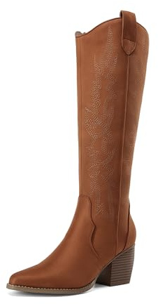 DREAM PAIRS Botas Cowboy Caña Alta,Marrón,43