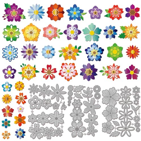 GLOBLELAND Overlay Flowers Cutting Dies for DIY Scrapbooking Metal Leaves Cut Dies for Card Making Embossing Photo Album Craft Decor