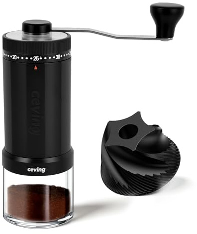 Original Creator of 60g Large Capacity Manual Coffee Grinder, Portable Hand Burr Mill with 40 Adjustable Settings, Ceramic Conical Burr for Espresso, Pour Over, Camping, Travel & Gift