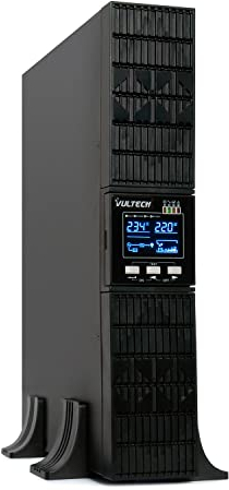 VulTech GS-1KVAS-RK Gruppo di continuità UPS online Serie SERVER RACK 1000VA 1000Watt, Display LCD orientabile, Onda sinusoidale, 8 Prese IEC C13 + EPO + USB, per sistemi rack server, switch, storage