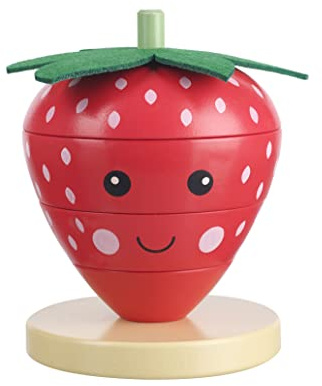 Orange Tree Strawberry Stacking Rings - Wooden Stacking Toys with Numbers 1-4 for 1 Year Olds - Montessori Educational Toys