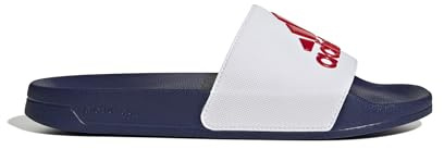 adidas Unisex Adilette Shower Slides, Cloud White / Scarlet / Victory Blue, 11 UK