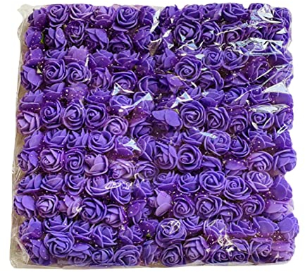 144 Stück künstliche Blumen Schaumrosen Lila Hochzeit Blumen Gefälschte Blumen DIY Brautsträuße Geburtstag Hochzeit Party Blumenarrangement Mittelstücke Dekoration