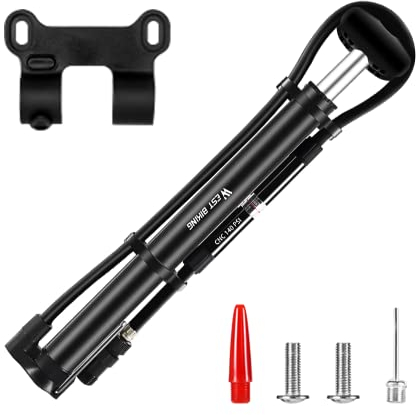 BNGXR Pompa Bicicletta, 140 PSI Portatile Mini Pompa Bicicletta con Manometro Tubo, Pompa Bicicletta Alta Pressione Compatibile con Presta e Schrader per Corsa, Strada, MTB, Bici