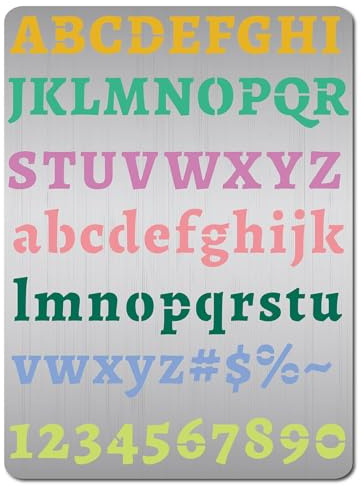 GORGECRAFT Stencil per Lettere In Metallo In Acciaio Inossidabile Lettering Alfabeto Numero Simbolo Pittura Modello Diario Strumento per Dipingere Legna Da Parete Tela Pirografia Incisione Decorazioni