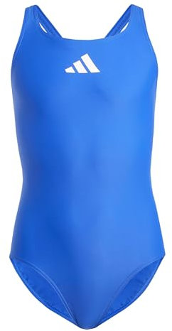 adidas Mädchen Solid Small Logo Swimsuit, Semi Lucid Blue/White, 5-6 Years