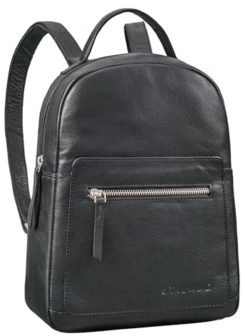STILORD Luisa Kleiner Lederrucksack Damen Echt-Leder Rucksack Frauen Cityrucksack Leder Damenrucksack Modern Tagesrucksack Klein mit vielen Fächern für Alltag & Freizeit Farbe:schwarz
