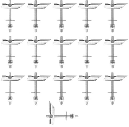 Taco Basculante de Acero Carbono, 16 Piezas Tarea Pesada Tacos Pladur, M8 x 100 mm, Anclaje Basculante Para Fijación de Acero al Carbono, Colgar Objetos Pesados en Paneles de Yeso y Techos