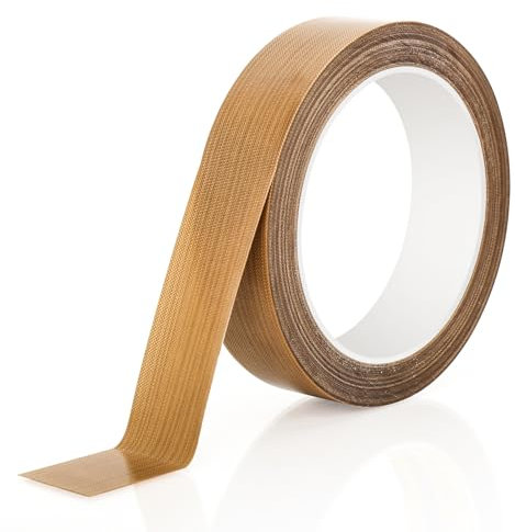 1 ruban en téflon autocollant - 25 mm x 20 m - Épaisseur : 0,18 mm - Résistant à la chaleur jusqu'à 300 °C - Ruban PTFE pour sceller à la main, sceller le pouls, l'emballage, le thermoplastique, le