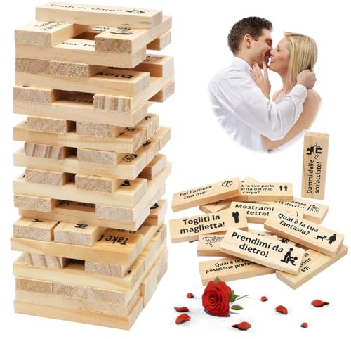 DASIAUTOEM The Lust Tower Blocks, Love & Naughty Stapeltorn träblock, 48 träblock utmaningar för alla hjärtans dag par möten, Italien