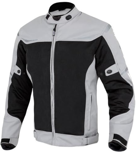Moore I Chaqueta de Moto Air, Gris/Negro – Alta Ventilación, Protecciones CE, Diseño Deportivo (FR/ES, Letras, M, Regular, Regular, Gris y Negro)