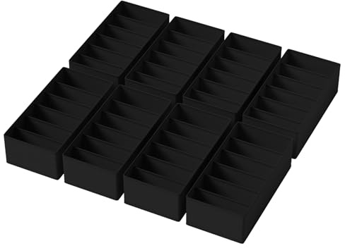 Homsorout Schubladen Organizer Kleidung Baby - 8er Set Ordnungssystem Kleiderschrank Stoff Unterwäsche Aufbewahrung Drawer Organizer, 30 x 15 x 9 cm für Baby Wickelkommode, Socken, Schwarz