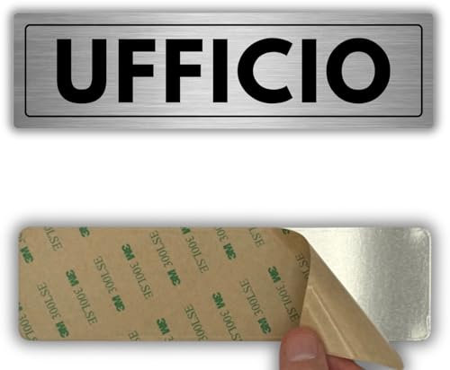 LEIASA | Segnale Adesivo Ufficio - 5×18 cm - Spessore 0,8 mm -Alluminio - Targa Area di Lavoro - Segnale Ufficio Amministrativo - Cartello Adesivo 3M - Zona Ufficio (Cartello ufficio)