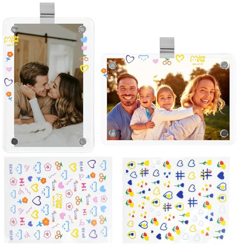 WEFHEF 2PCS Marcos de Fotos Magnético Acrílico, Marco Fotos Metacrilato con 2 Pegatinas y 2 Ganchos para Coche, Marcos de Imagen Arcílico Magnéticos y Transparentes para Coche y Nevera 6×9cm