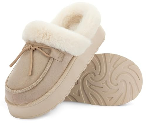 RockDove För kvinnor Microsuede Moc Toe Platform Memory Foam Tofflor med inomhus/Oudoor sula