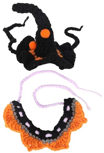 Goktvai Halloween Clothes for 17cm Doll, Cute 17 cm Plush Toy Outfit with Hat & Bib Handmade Doll Accessories Halloween Costume Accessory for Collector Fans Display (Black)