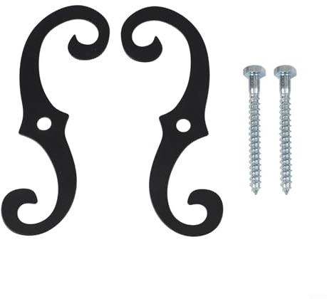 Homeponnew Cani da persiana in metallo nero resistente alle intemperie con viti di fissaggio, elementi di fissaggio decorativi a forma di S per finestre residenziali e commerciali