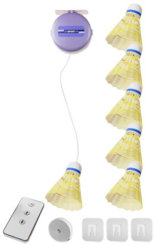 FACAIIO Entrenador de bádminton de repuesto para práctica en interiores, velocidad y ángulo ajustables con control remoto, juego de cuerda elástica para entrenamiento individual en casa o gimnasio