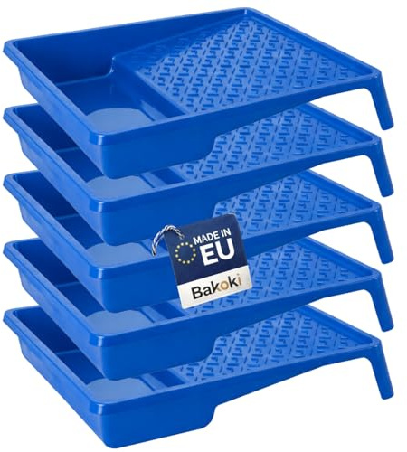 BAKOKI 5 bandejas de Pintura de 33 x 35 cm, Bandeja de Pintura para Pintura de Pared, Bandeja de plástico Azul, Ancho 33 cm, Longitud 35 cm, Accesorios de Pintura, Suministros de Pintura
