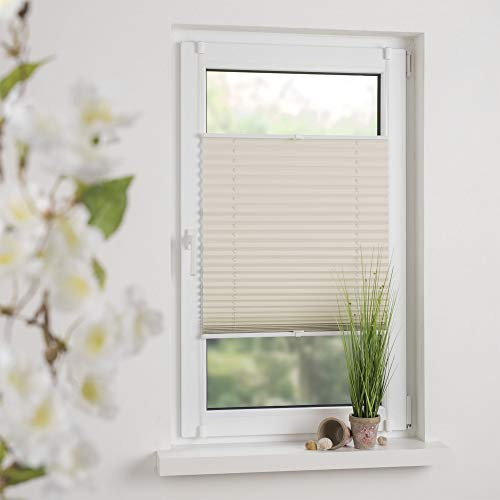 OBI Klemmfix Plissee Easyfix-Thermo-Plissee Creme verspannt | 120 x 130 cm | Energieeffizient